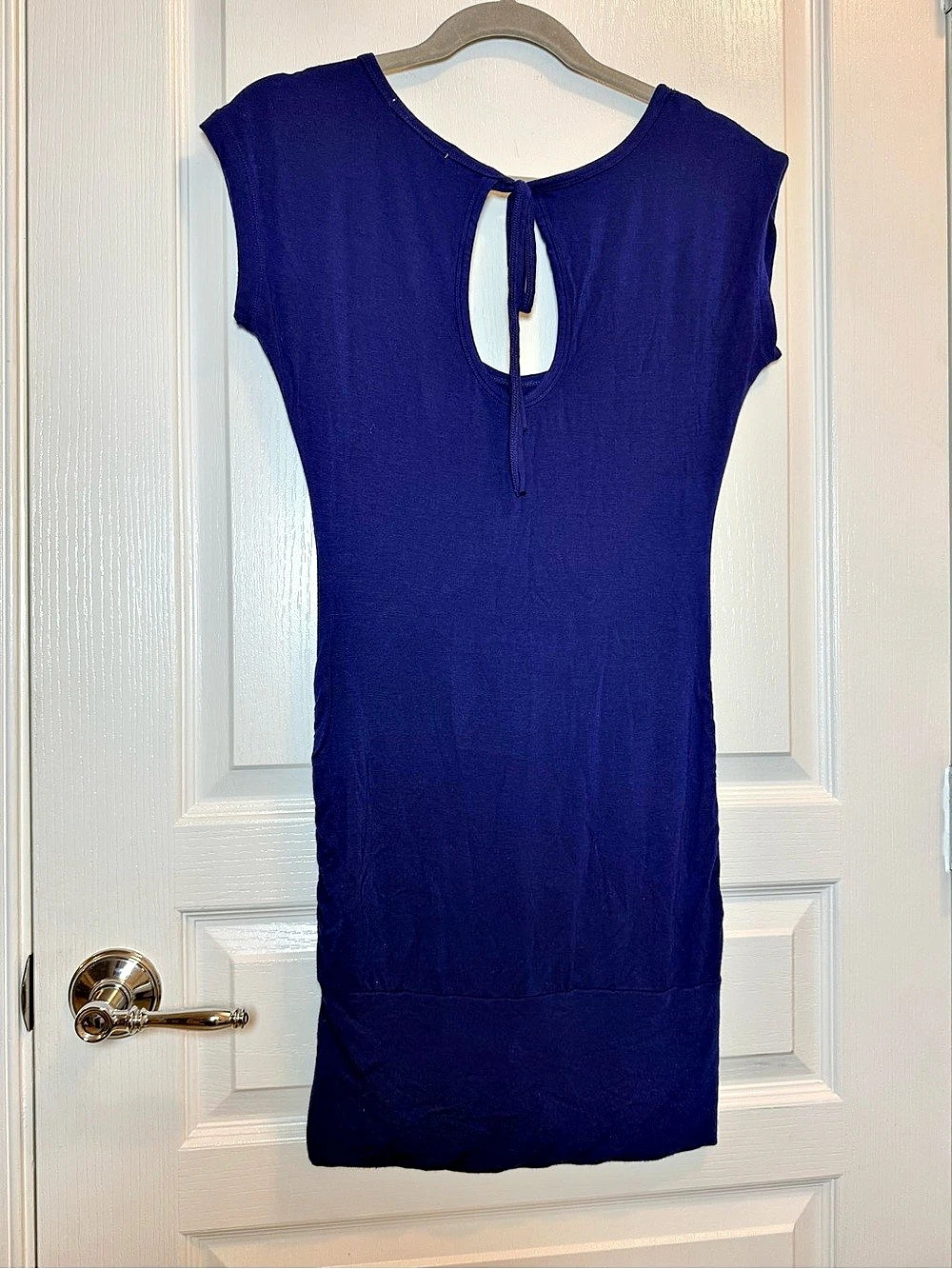 Charlotte Russe Navy Blue Mini Dress Size Small Keyhole Back Tie Bodycon